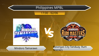 Philippines MPBL Mindoro Tamaraws VS Batangas City Tanduay Rum Masters